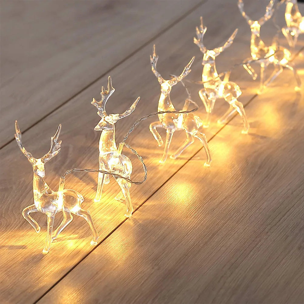 LumiDeer LED Reindeer String Lights – Battery-Powered Christmas Fairy Lights | Festive Indoor Decoration