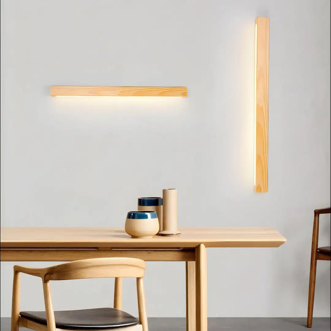 Japanese Wood Wall Light – Minimalist LED Wall Lamp | Up & Down Ambient Lighting | Japandi Interior Feature