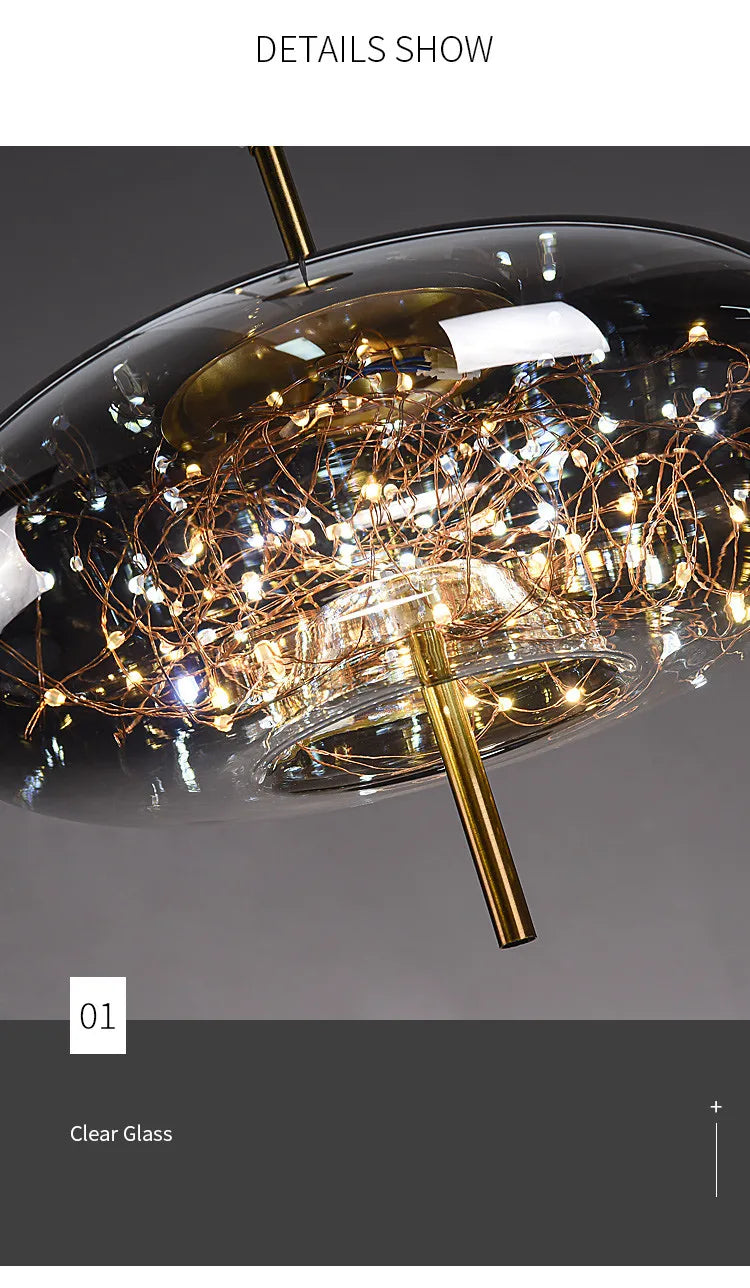 Modern Glass LED Pendant Light – Dimmable Designer Ceiling Light | Elegant Hanging Lamp | Contemporary Home Lighting