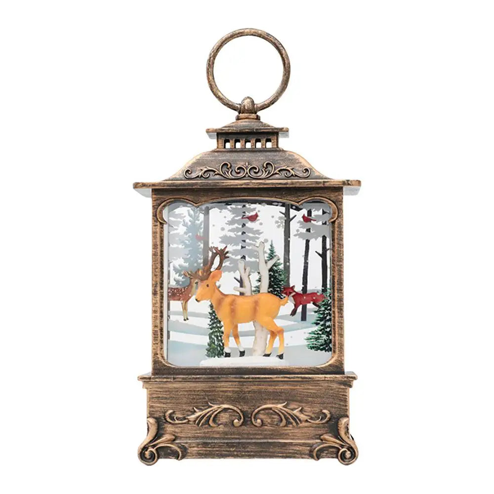 LumiGlobe LED Snow Lantern – Rotating Christmas Lantern with Snow Globe Effect