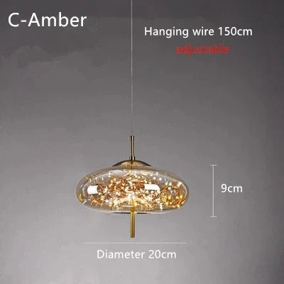 Modern Glass LED Pendant Light – Dimmable Designer Ceiling Light | Elegant Hanging Lamp | Contemporary Home Lighting
