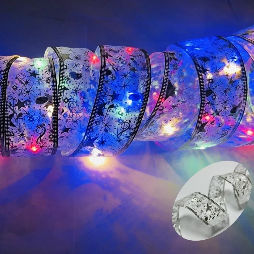 LumiRibbon Gold LED Ribbon String Lights – Decorative Lighted Ribbon for Christmas Trees, Gifts & Festive Displays