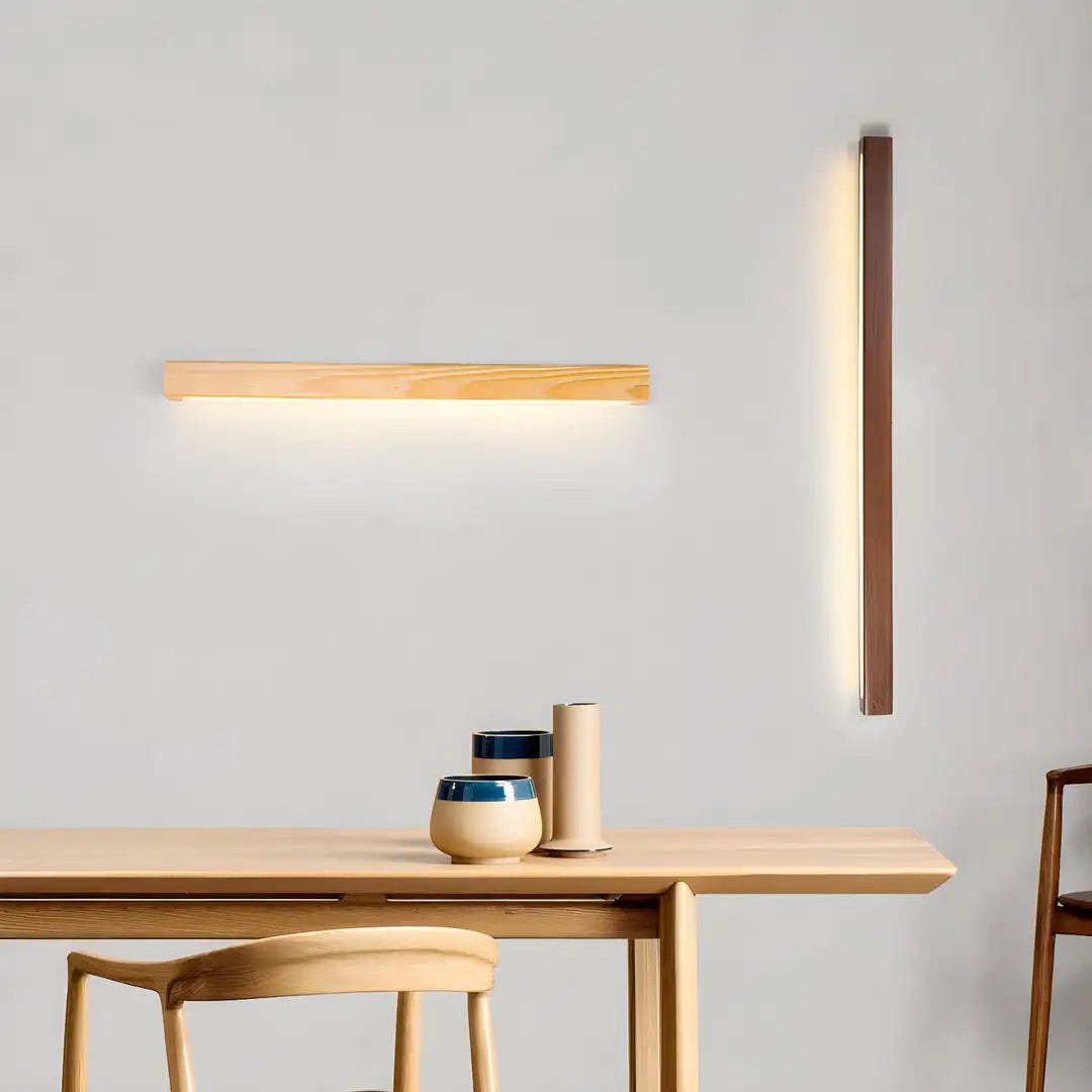 Japanese Wood Wall Light – Minimalist LED Wall Lamp | Up & Down Ambient Lighting | Japandi Interior Feature