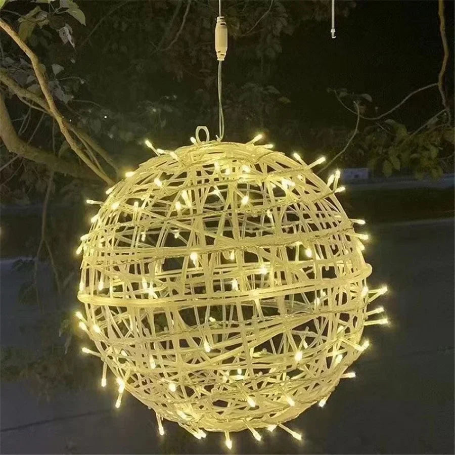 LED Rattan Ball String Lights – Outdoor Fairy Lights for Gardens, Weddings, Patios, Trees & Festive Decorations