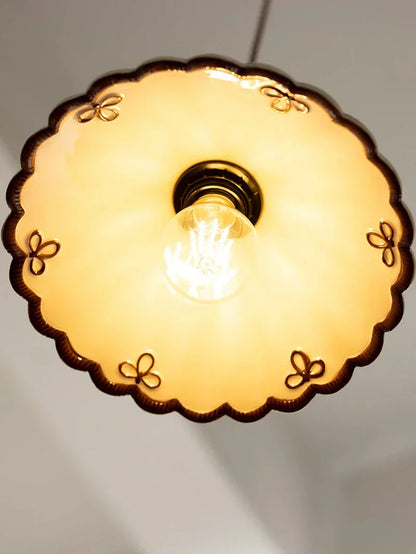 Dark Green Ceramic Pendant Light with Copper Finish – Retro Nordic Ceiling Lamp | Elegant Ambient Lighting