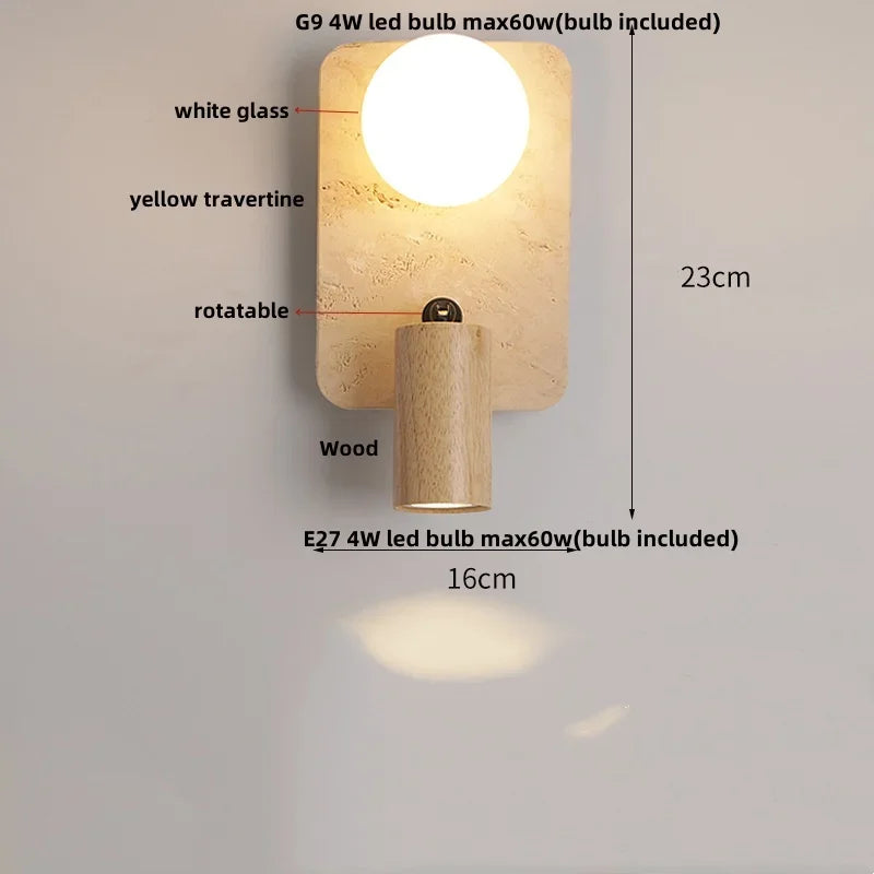 Cavora Stone Wall Light – Scandinavian Glass & Natural Stone Sconce | Up & Down Ambient Lighting | Contemporary Interior Design