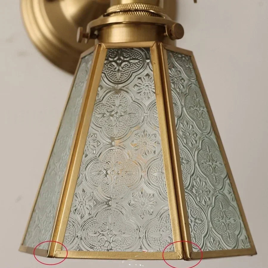Nordic Tiffany Glass Wall Light – Copper LED Wall Lamp with Pull Cord Switch | Elegant Ambient Lighting | Timeless Interior Accent