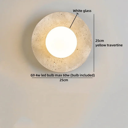 Travertine Stone LED Wall Light – Modern Luxury Wall Sconce | Warm Ambient Interior Lighting