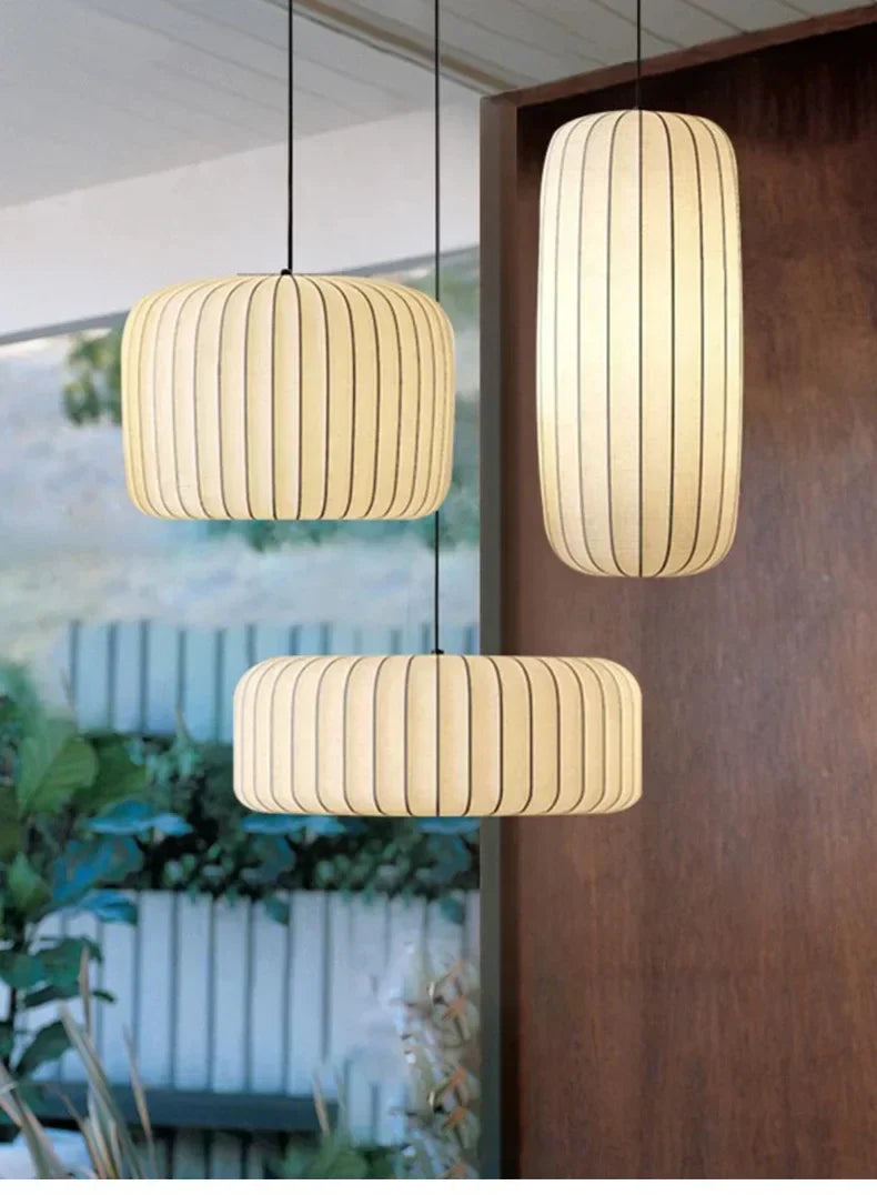 Serenea Silk Pendant Light – Wabi-Sabi Hanging Lamp | Japanese Nordic Ceiling Light for Elegant Interiors
