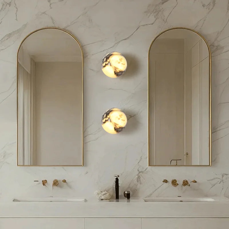 Luxury Marble Globe Wall Light – Natural Stone LED Wall Lamp for Bedrooms, Living Rooms, Hallways & Staircases