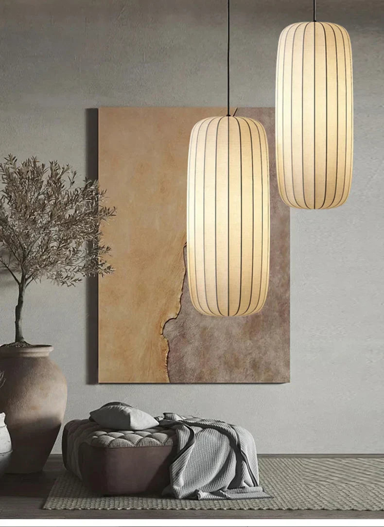 Serenea Silk Pendant Light – Wabi-Sabi Hanging Lamp | Japanese Nordic Ceiling Light for Elegant Interiors