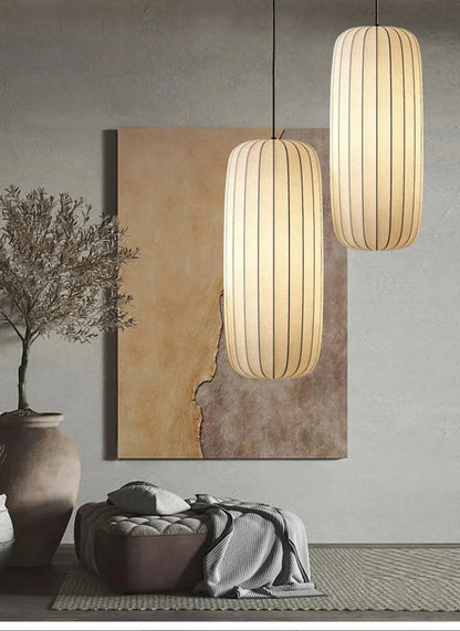 Serenea Silk Pendant Light – Wabi-Sabi Hanging Lamp | Japanese Nordic Ceiling Light for Elegant Interiors