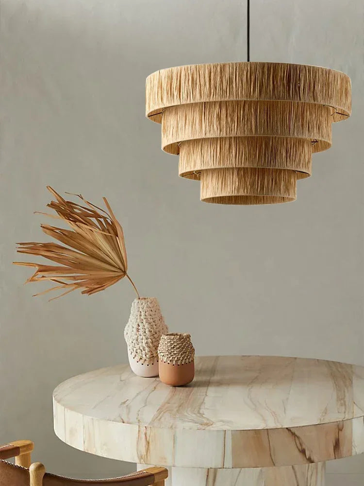 Wabi Sabi Rattan Pendant Light – Handwoven Japanese Ceiling Lamp | Natural Ambient Lighting | Artisan Interior Feature
