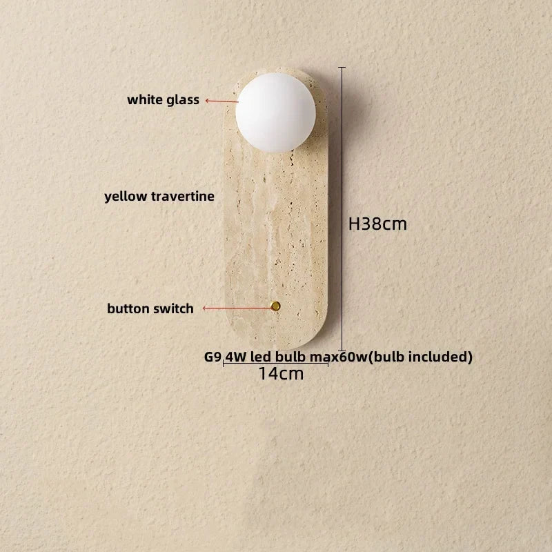 Cavora Stone Wall Light – Scandinavian Glass & Natural Stone Sconce | Up & Down Ambient Lighting | Contemporary Interior Design