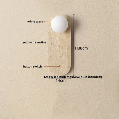 Cavora Stone Wall Light – Scandinavian Glass & Natural Stone Sconce | Up & Down Ambient Lighting | Contemporary Interior Design