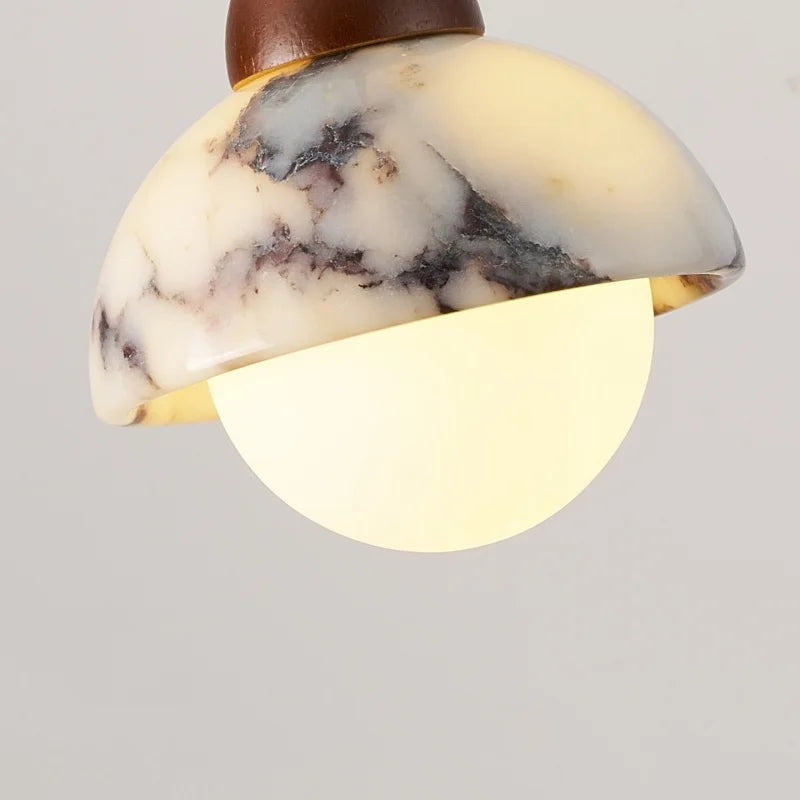 Marbelle Globe Pendant Light – Marble & Glass Ceiling Lamp | Japandi Ambient Lighting | Timeless Interior Elegance