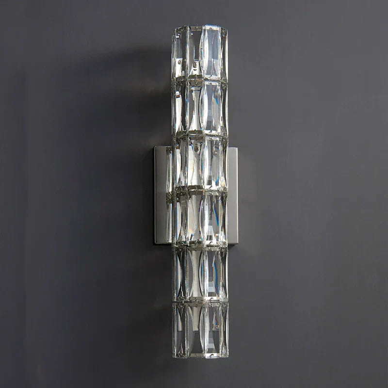 Crystal Luxe LED Wall Light – Stainless Steel Wall Lamp with Clear Glass Shade | Contemporary Ambient Lighting | Elegant Interior Feature
