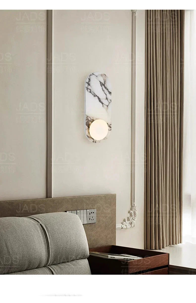 Marble LED Wall Light – Modern Designer Wall Lamp | Luxury Ambient Lighting | Contemporary Stone & Glass Feature