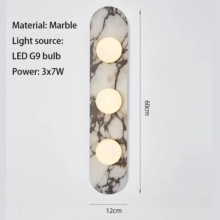 Marble LED Wall Light – Modern Designer Wall Lamp | Luxury Ambient Lighting | Contemporary Stone & Glass Feature