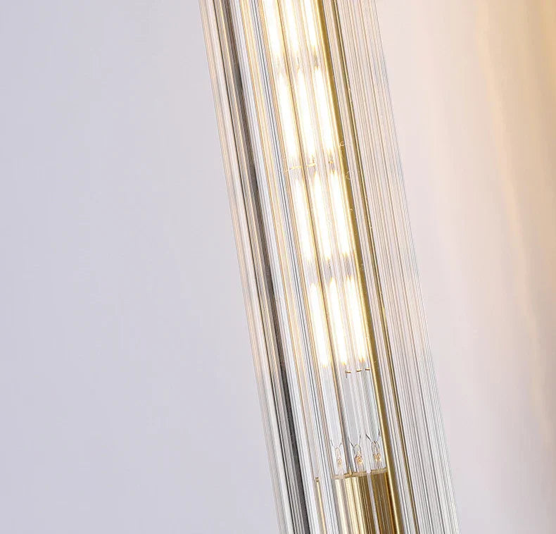 Modern Clear Glass Wall Light – Gold Brass E14 LED Wall Lamp for Bedrooms, Hallways & Bathrooms