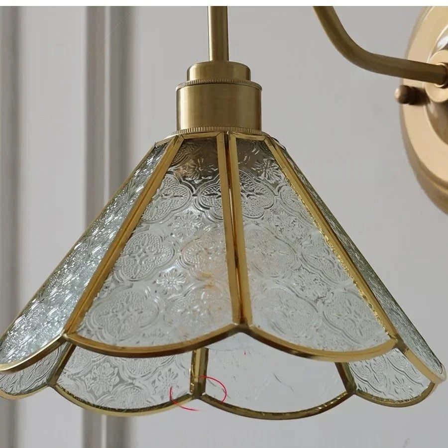 Nordic Tiffany Glass Wall Light – Copper LED Wall Lamp with Pull Cord Switch | Elegant Ambient Lighting | Timeless Interior Accent