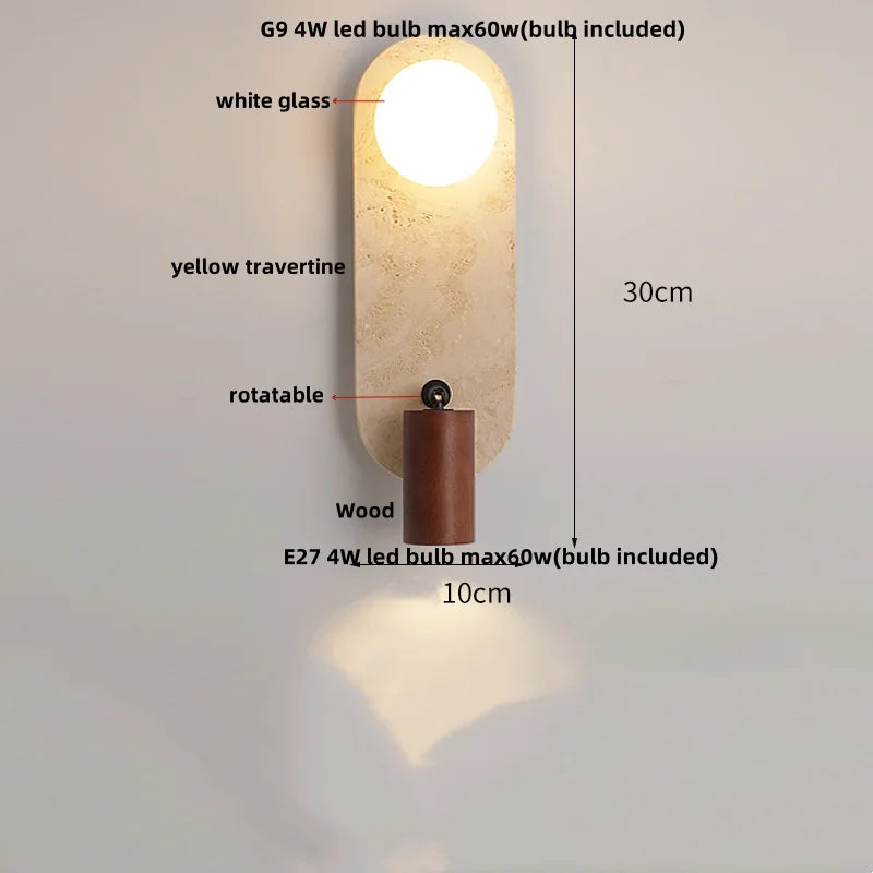 Cavora Stone Wall Light – Scandinavian Glass & Natural Stone Sconce | Up & Down Ambient Lighting | Contemporary Interior Design