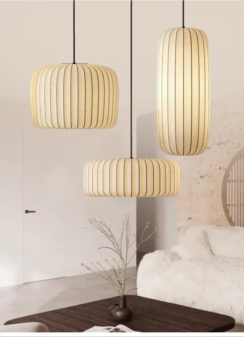 Serenea Silk Pendant Light – Wabi-Sabi Hanging Lamp | Japanese Nordic Ceiling Light for Elegant Interiors
