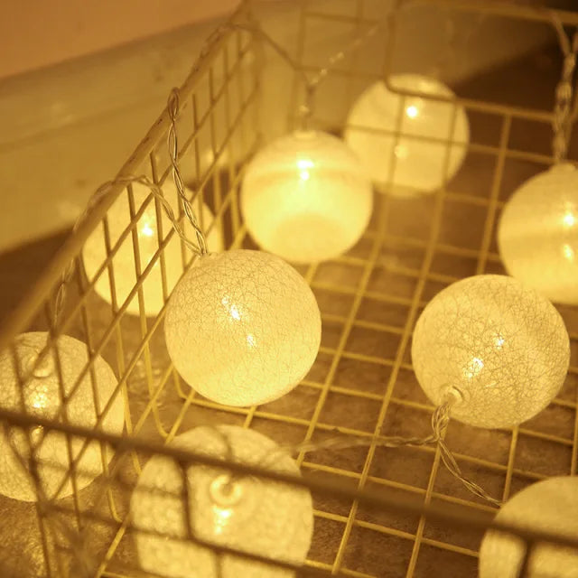 LumiCotton LED Cotton Ball String Lights – Decorative Fairy Lights for Home, Garden & Seasonal Celebrations