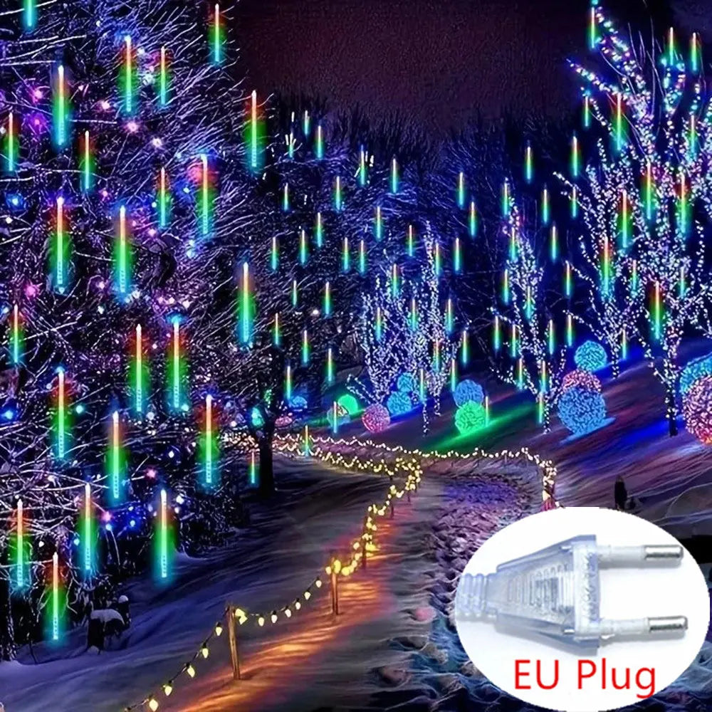 SternFall 50cm LED Meteor Shower String Lights – 8-Tube Falling Rain Lights for Outdoor Christmas & Garden Decoration