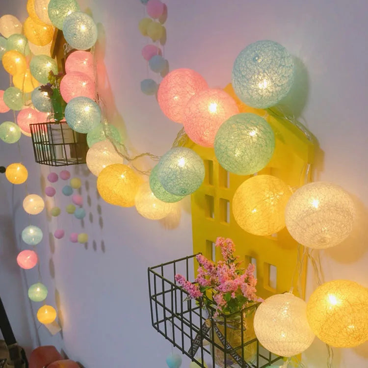 LumiCotton LED Cotton Ball String Lights – Decorative Fairy Lights for Home, Garden & Seasonal Celebrations