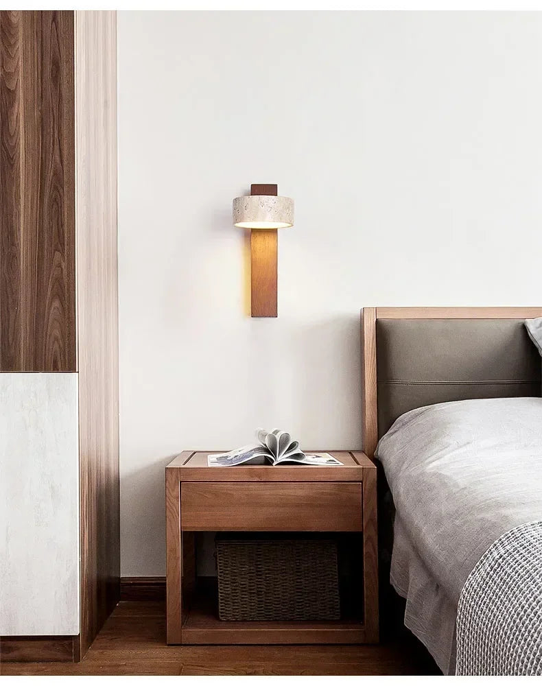 Travertine Wall Light – Wabi-Sabi LED Wall Lamp | Natural Stone Ambient Lighting | Japandi Interior Décor