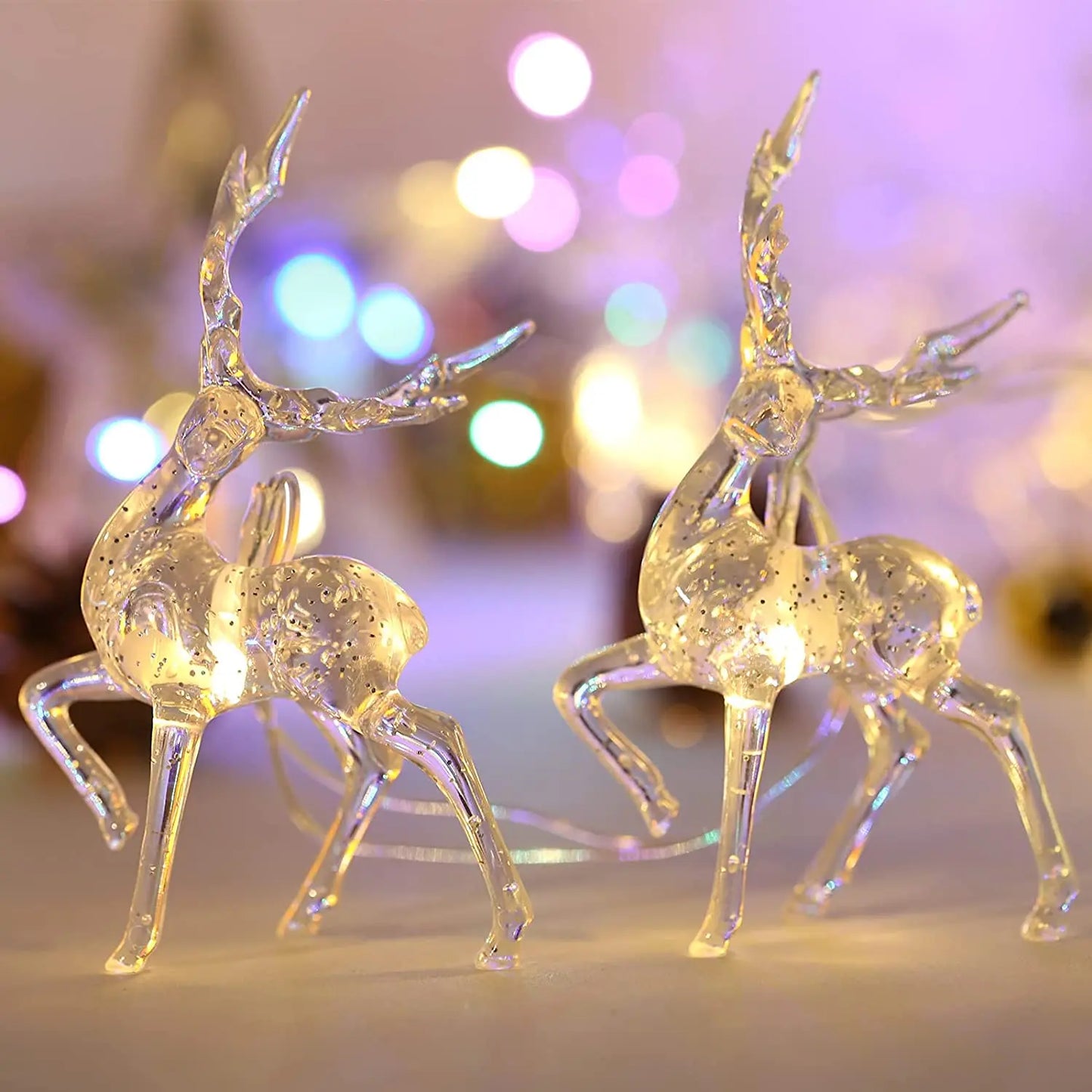 LumiDeer LED Reindeer String Lights – Battery-Powered Christmas Fairy Lights | Festive Indoor Decoration