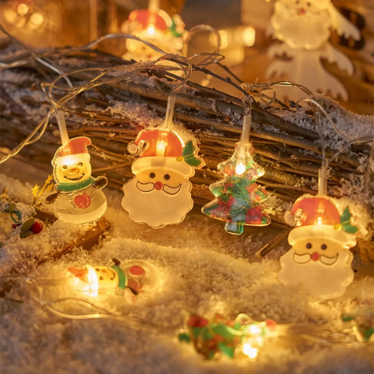 LumiWeih LED Christmas String Lights – Snowman, Christmas Tree & Santa Fairy Lights for Festive Indoor Décor
