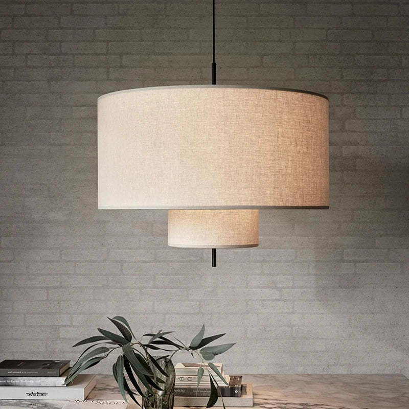 Scandinavian Wabi-Sabi Fabric Pendant Light – Modern LED Ceiling Pendant | Soft Ambient Lighting | Designer Hanging Lamp