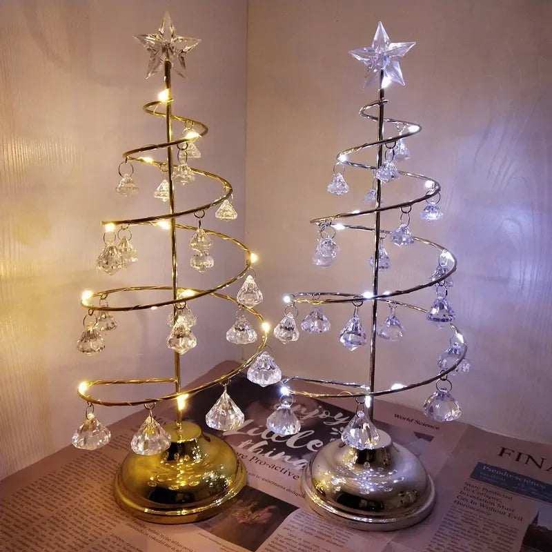 LumiSpiral Crystal Christmas Tree Table Lamp – Luxury LED Spiral Lamp in Gold