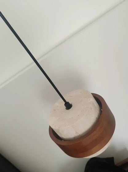 Natural Stone Pendant Light with LED – Modern Minimalist Hanging Lamp | Warm Ambient Interior Lighting