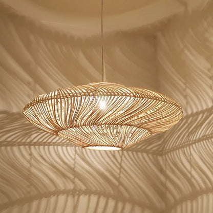 AetherRattan Pendant Light – Wabi-Sabi Rattan Ceiling Lamp | Japanese Nordic UFO Lighting for Elegant Interiors