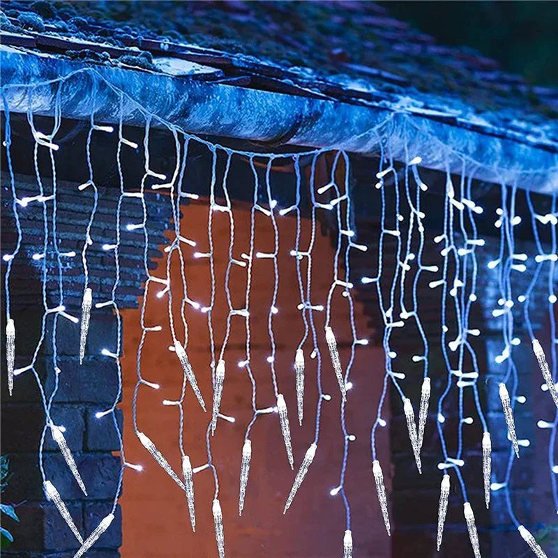 LumaSnow 4M LED Snowflake Curtain Lights – Christmas Icicle String Lights for Windows, Parties & Holiday Decorations