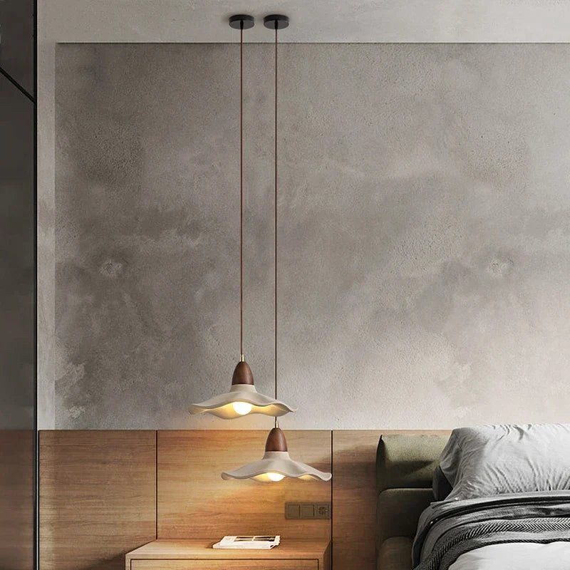 Japandi Wooden Pendant Light – Minimalist LED Ceiling Lamp | Wabi-Sabi Interior Lighting | Natural Contemporary Design