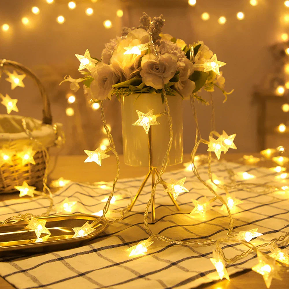 StellaGlow LED Star String Lights – Battery-Powered Decorative Fairy Lights for Indoor & Outdoor Use