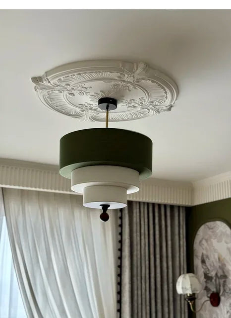 Boho Fabric Pendant Light – Wooden Ceiling Lamp | Warm Ambient Lighting | Rustic Modern Interior Décor
