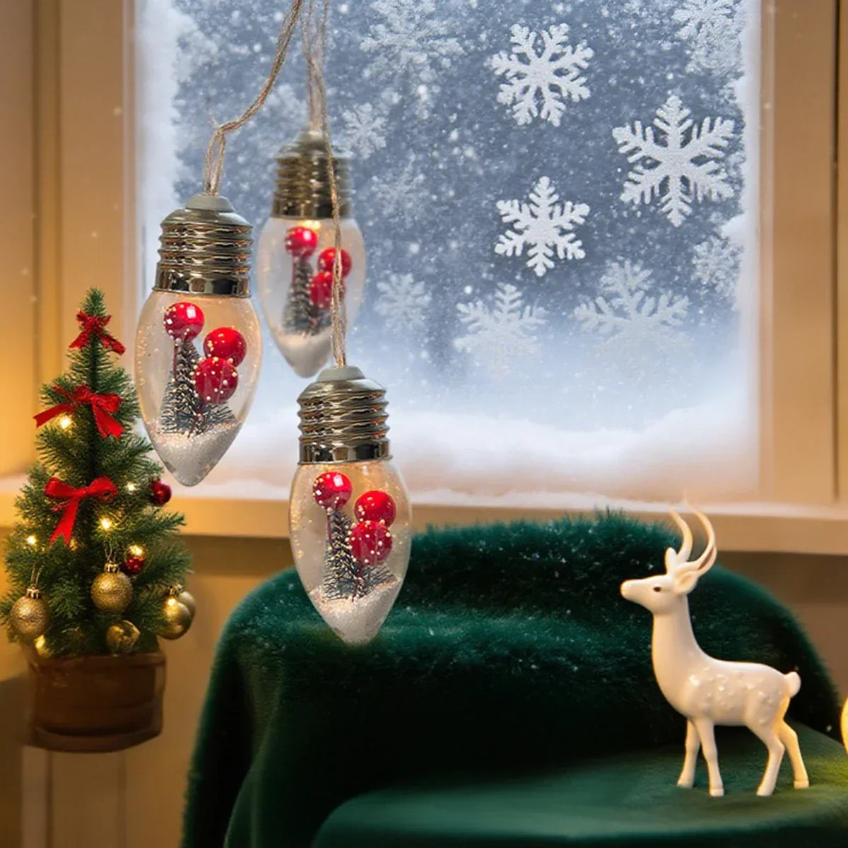 FrostGlobe LED Snow Globe String Lights – Festive Christmas Fairy Lights | Battery-Powered Holiday Decoration