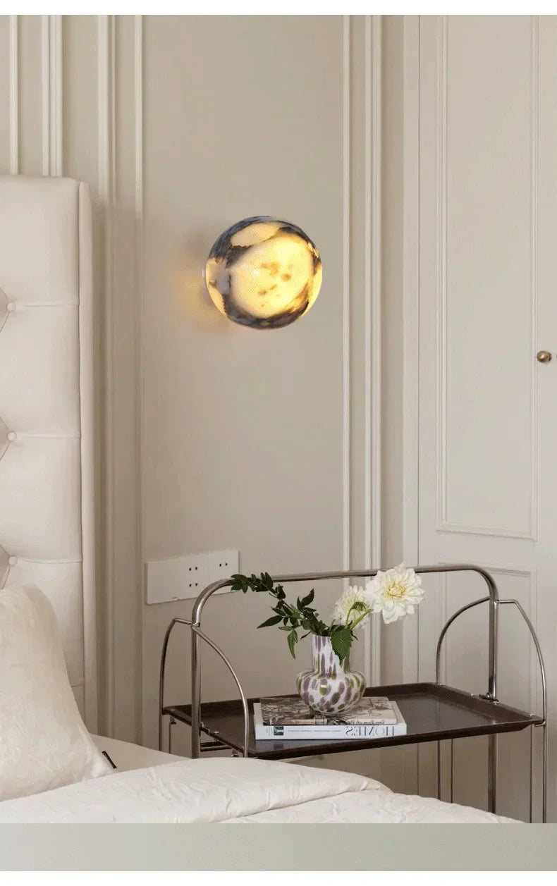 Luxury Marble Globe Wall Light – Natural Stone LED Wall Lamp for Bedrooms, Living Rooms, Hallways & Staircases