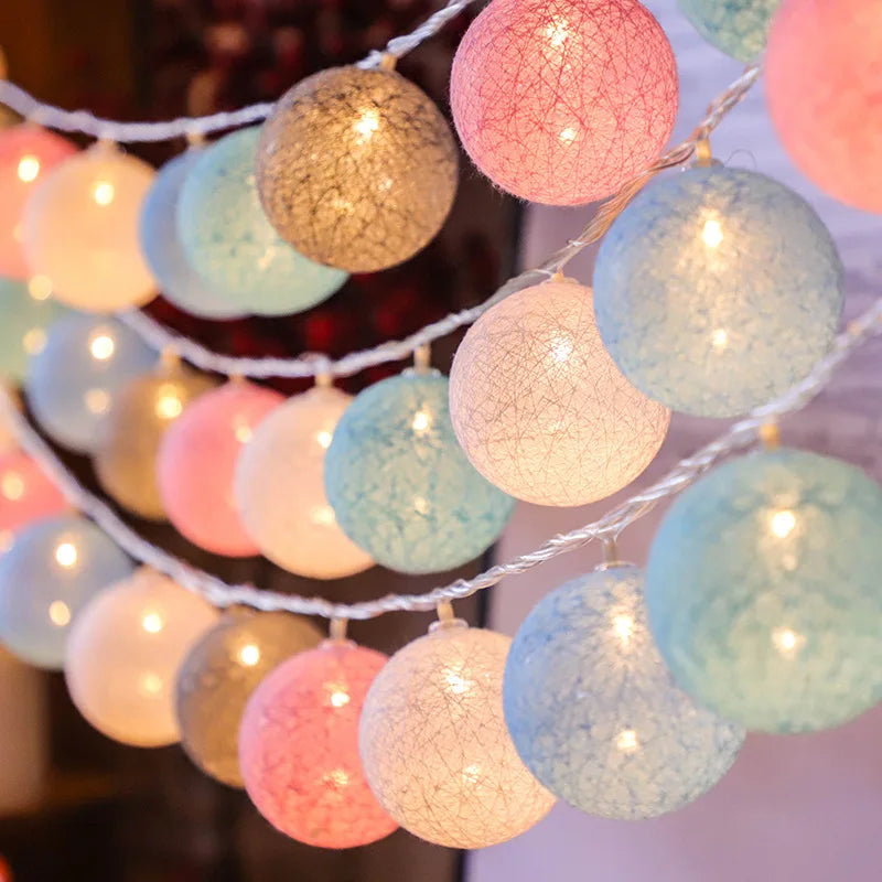 LumiCotton LED Cotton Ball String Lights – Decorative Fairy Lights for Home, Garden & Seasonal Celebrations