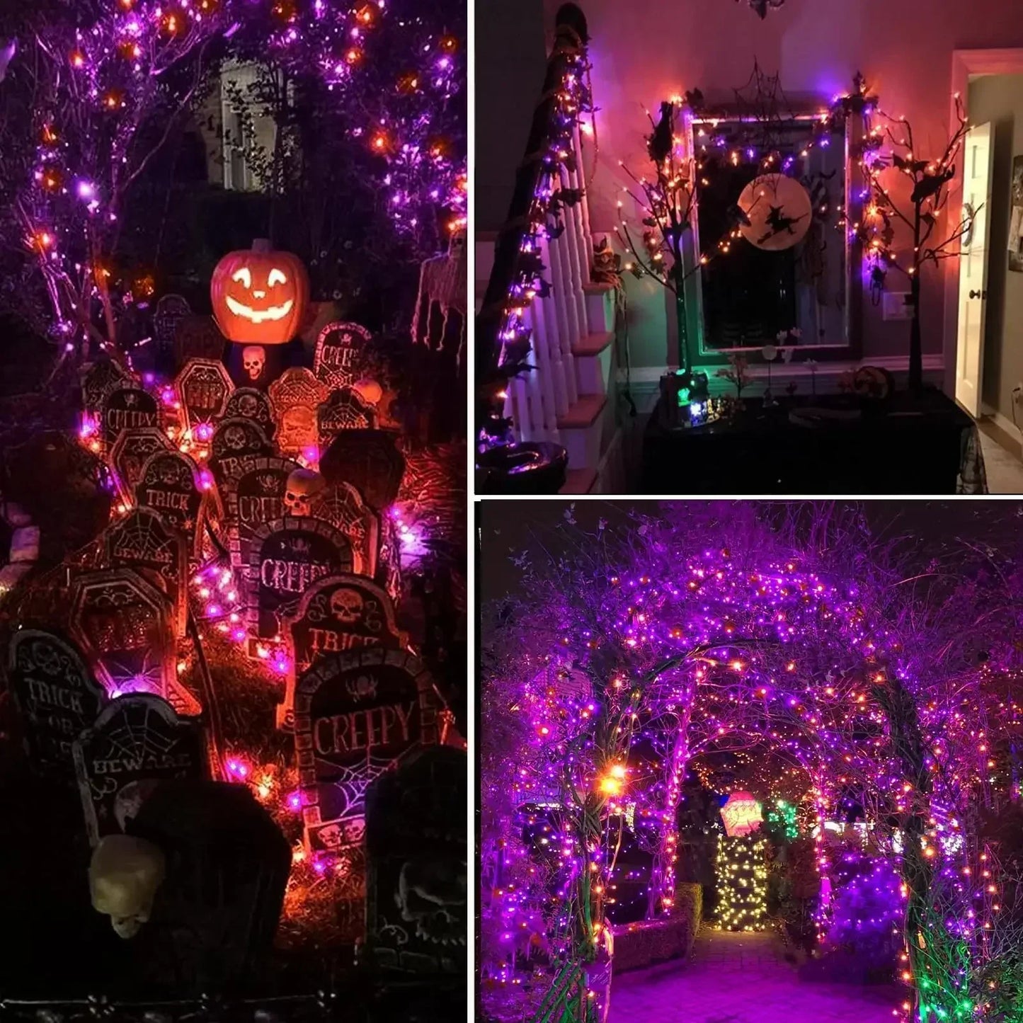 GLOWSPELL LED String Lights – Purple & Orange Halloween Fairy Lights | USB Powered with Remote Control