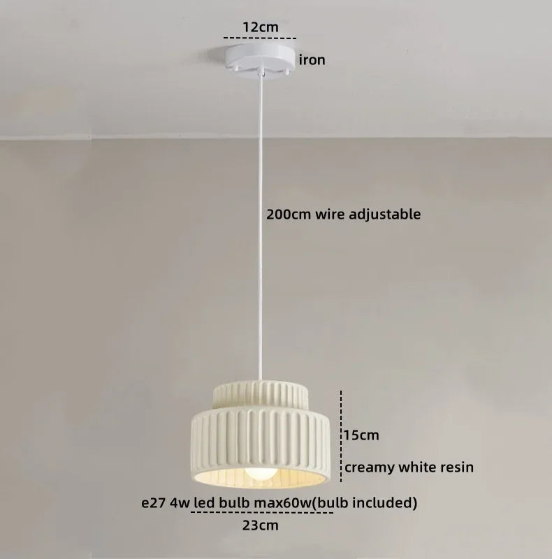 Veloura Resin Pendant Light – Nordic LED Ceiling Lamp | Minimalist Japandi Lighting for Modern Interiors