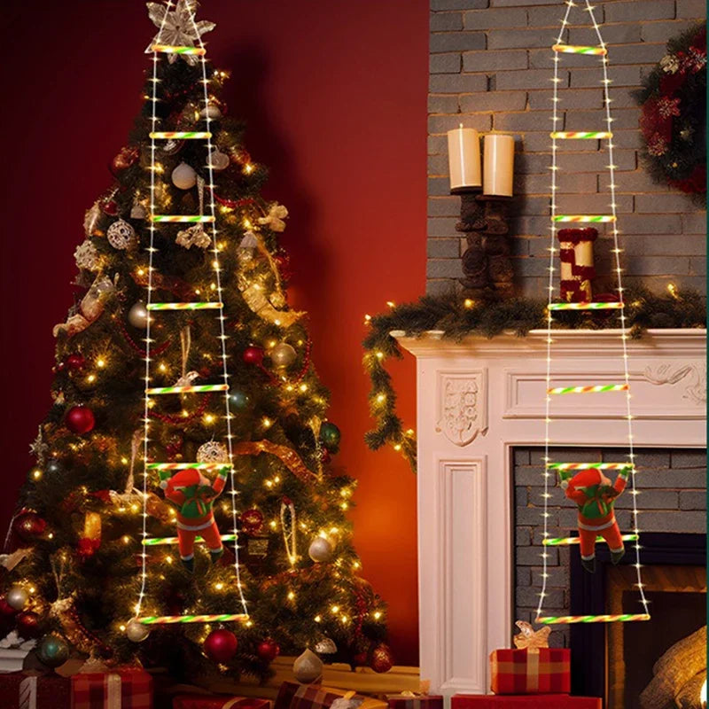 WeihnachtsLicht Santa Ladder LED Lights – Climbing Santa Christmas Decoration | USB-Powered Festive Lighting
