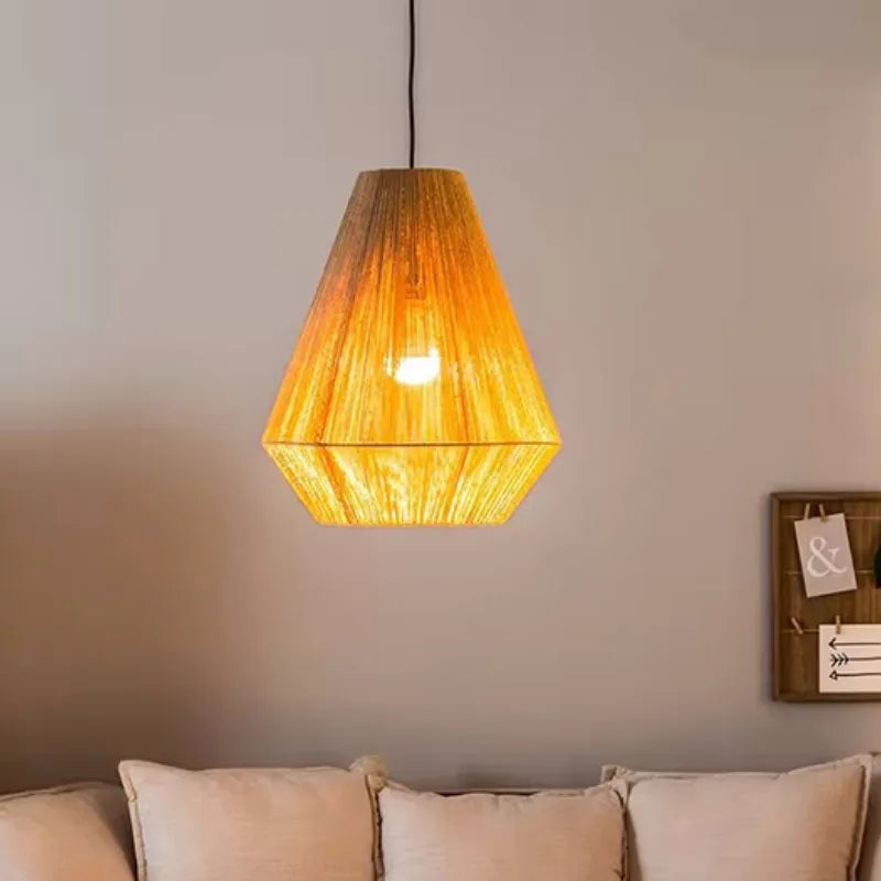 Wabi Sabi Rattan Pendant Light – Handwoven Bamboo Ceiling Lamp | Dimmable Natural Lighting | Artisan Japanese-Inspired Design