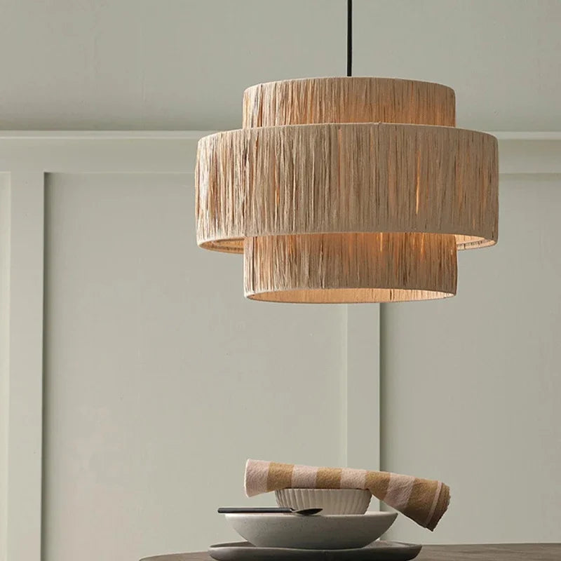 Wabi Sabi Rattan Pendant Light – Handwoven Japanese Ceiling Lamp | Natural Ambient Lighting | Artisan Interior Feature