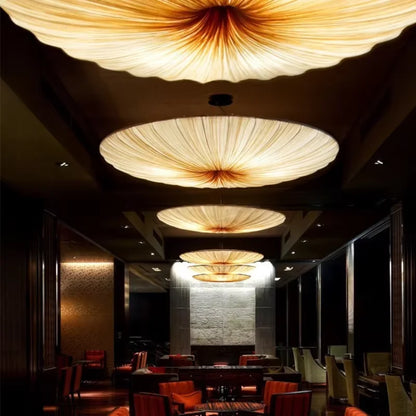 Aethera Ceiling Light – Wabi-Sabi Fabric LED Pendant | Minimalist Floating Disc Lamp for Contemporary Interiors